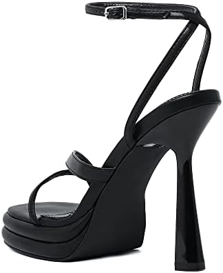 Trendy Black Stiletto Sandals with Platform Sole and Chic Ankle Strap