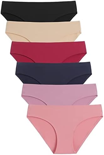 Silky Smooth Comfort: Women's Seamless No-Show Bikini Panties 6-Pack - Invisible, Stretchy, and Stylish