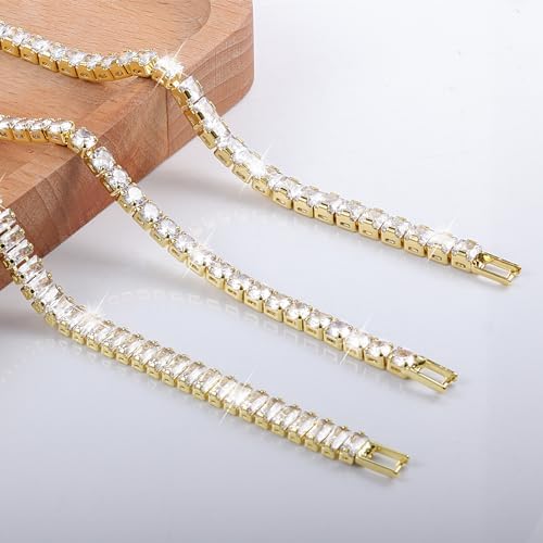 Classic 3PC Tennis Bracelet Set - Gold & White Gold-Free Shipping