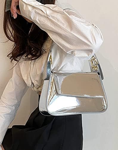 Chic Trendy Glossy Top Handle Shoulder Bag Satchel
