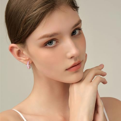 18K Gold Plated Diamond Hoop Earrings - CZ Huggie Earrings