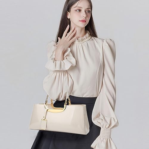 Sleek Patent Leather Top handle Satchel Bag: Versatile for Proms and Evening Elegance