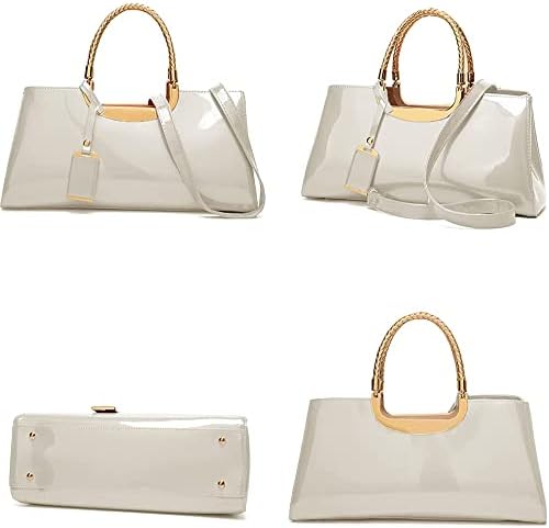 Sleek Patent Leather Top handle Satchel Bag: Versatile for Proms and Evening Elegance