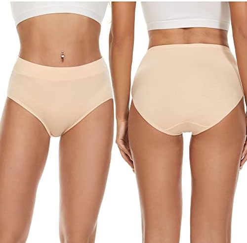 Women’s Cotton Underwear Hi Cut Panties, Solid Briefs Soft Stretchy Ladies Underpants (5-pack)