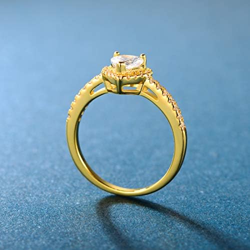 Luxurious 18 Gold Plated Heart-Shaped Halo Cubic Zirconia Ring-Free Shipping