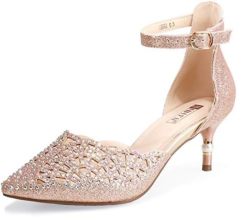 Elegant Women’s Rhinestone Kitten Heel Pumps Perfect for Bridal Wear and Formal Occasions