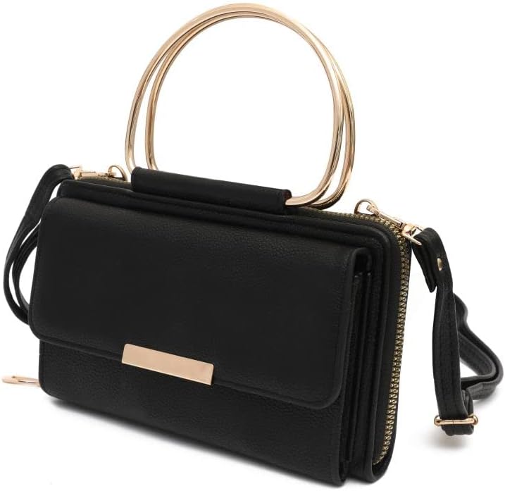 Chic Top Handle Wristlet Clutch Wallet: Compact Crossbody Phone Purse for On-the-Go Style