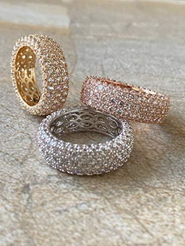 Women’s 18k Gold Plated Cubic Zirconia Wide Eternity Ring-Free Shipping
