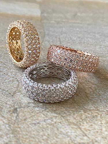 Women’s 18k Gold Plated Cubic Zirconia Wide Eternity Ring