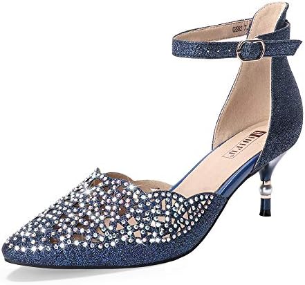 Elegant Women’s Rhinestone Kitten Heel Pumps Perfect for Bridal Wear and Formal Occasions