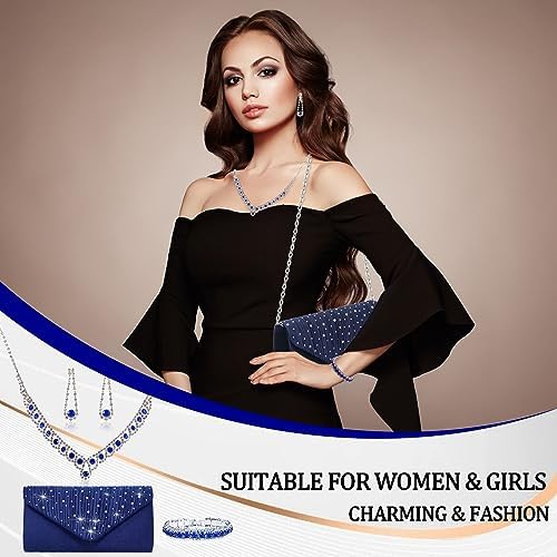 Elegant Women's Clutch & Jewelry Set - Necklace, Earrings, Bracelet & Ring