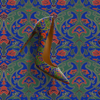 Floral Vintage Pattern Pointed Toe Stiletto High Heels - Free Shipping