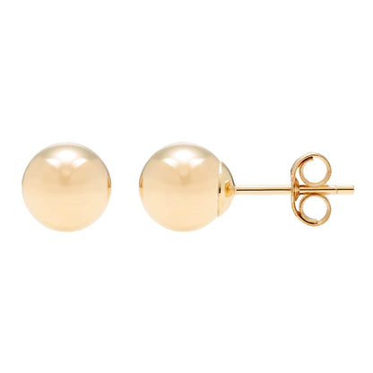14K Yellow Gold Hollow Ball Stud Earrings - Free Shipping