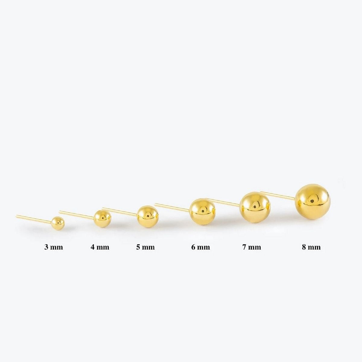 14K Yellow Gold Hollow Ball Stud Earrings - Free Shipping