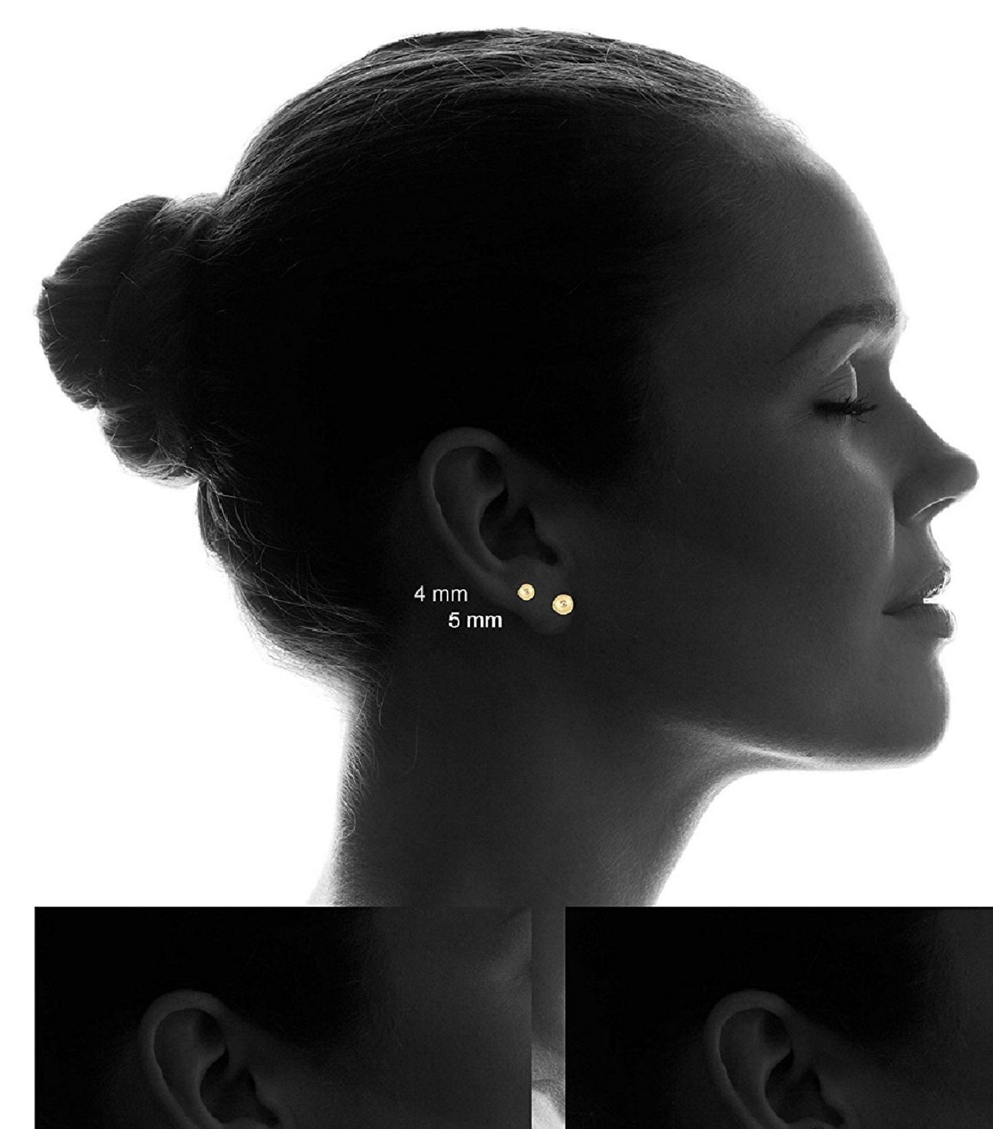 14K Yellow Gold Hollow Ball Stud Earrings - Free Shipping