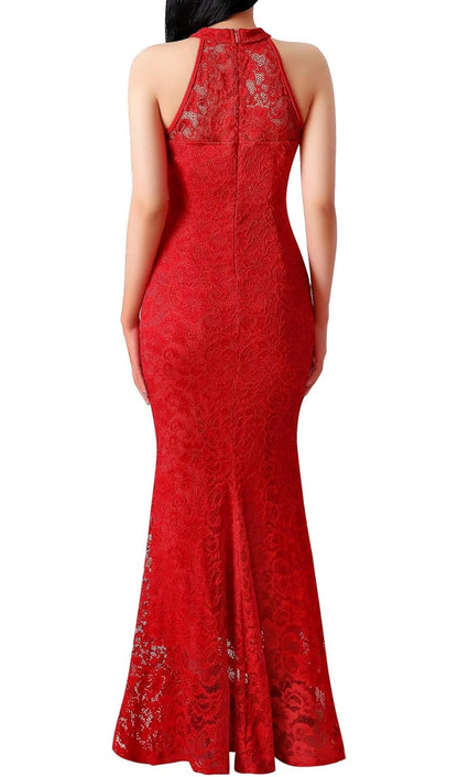Elegant White Illusion Halter Sweetheart Slit Mermaid Maxi Dress - Formal Evening Gown - Free Shipping