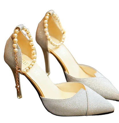 Cutout Waterproof Open-Toe Metallic High Heels - Free Shipping