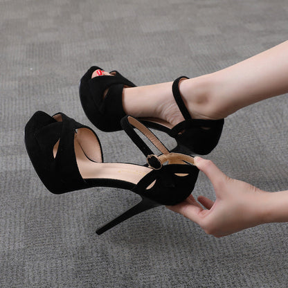 Peep Toe Stiletto High Heels - Free Shipping