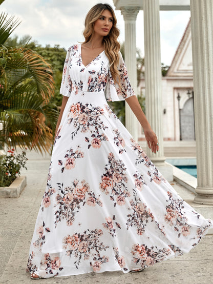 Floral A-Line Dress - Effortless Elegance, Free Shipping