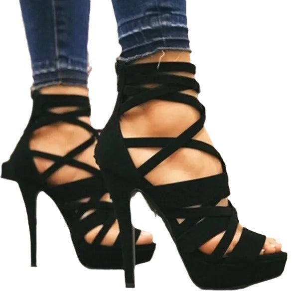 Vintage PU Leather High Heel Buckle High Heels - Free Shipping