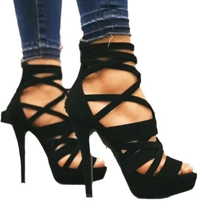 Vintage PU Leather High Heel Buckle High Heels - Free Shipping
