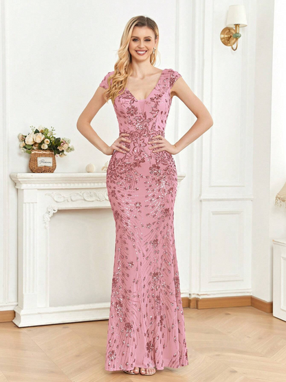 Luxurious Sequined Mermaid Dress for Gala and Formal Celebrations