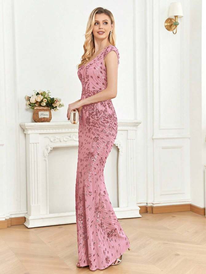 Luxurious Sequined Mermaid Dress for Gala and Formal Celebrations