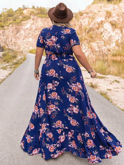 Elegant Floral Plus Size Maxi Dress in Bohemian Style - Perfect for Any Occasion-Free Shipping