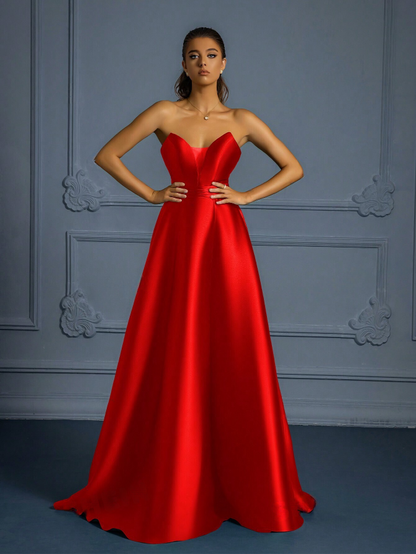 Stunning Elegance: Premium Strapless Formal Dress with Thigh-High Slit-Free Shipping