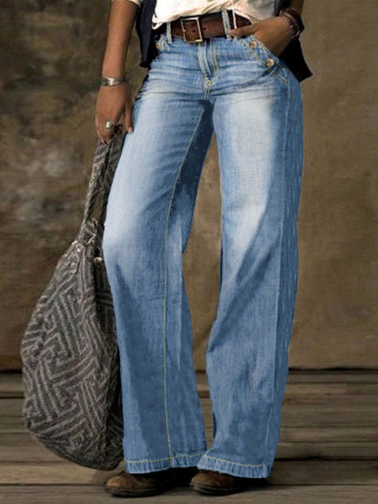 Classic Loose-Fit Straight Leg Denim Jeans - Timeless Women’s Fashion Staple-Free Shipping