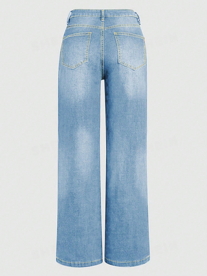 Classic Loose-Fit Straight Leg Denim Jeans - Timeless Women’s Fashion Staple-Free Shipping