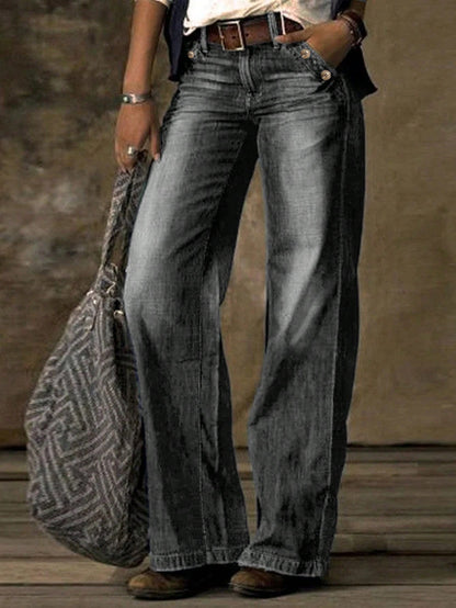 Classic Loose-Fit Straight Leg Denim Jeans - Timeless Women’s Fashion Staple-Free Shipping