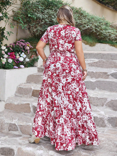 Elegant Floral Plus Size Maxi Dress in Bohemian Style - Perfect for Any Occasion-Free Shipping