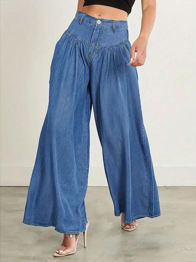 Stylish Pleated Palazzo Pants with Zipper Closure - Free Shipping