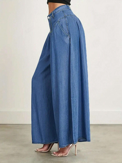 Stylish Pleated Palazzo Pants with Zipper Closure - Free Shipping