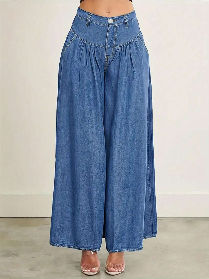 Stylish Pleated Palazzo Pants with Zipper Closure - Free Shipping