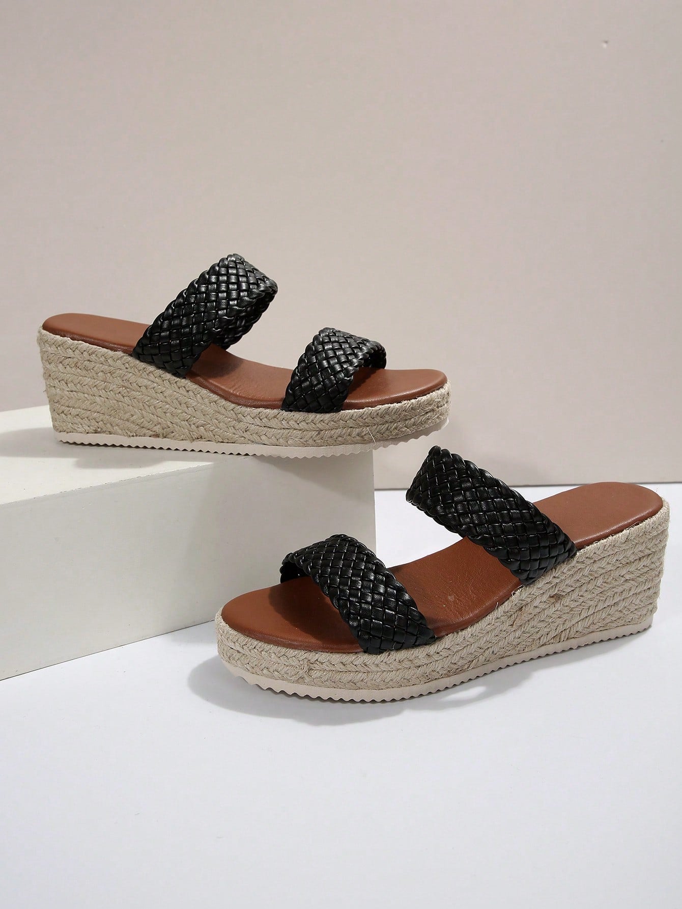 Stylish Mid-Heel Open-Toe Espadrille Wedges for Versatile Fashion- Free Shipping