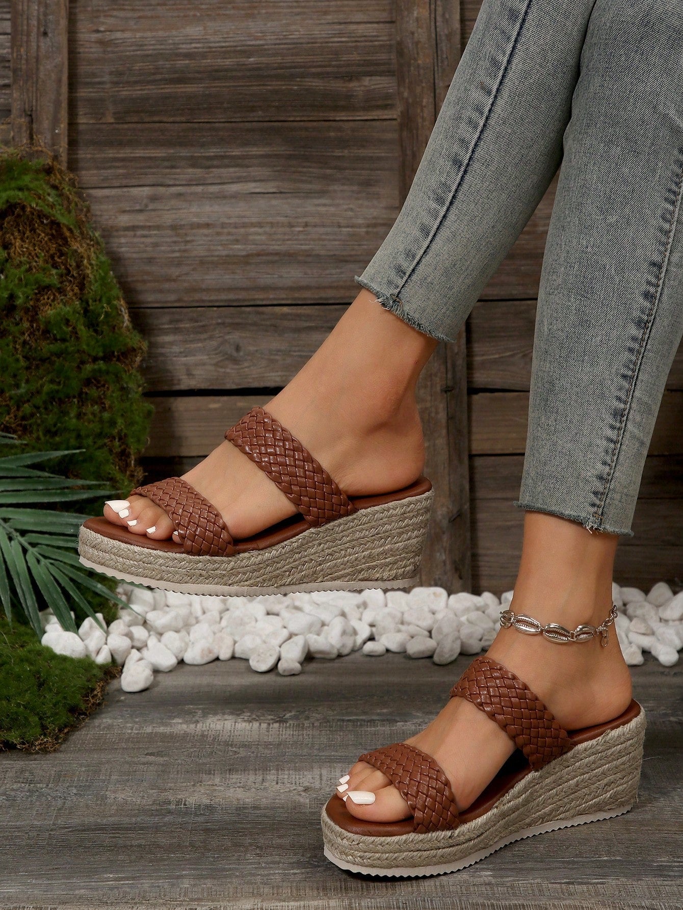 Stylish Mid-Heel Open-Toe Espadrille Wedges for Versatile Fashion- Free Shipping