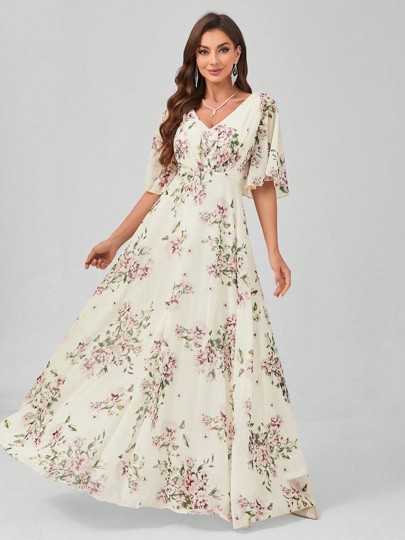 Floral A-Line Dress - Effortless Elegance, Free Shipping