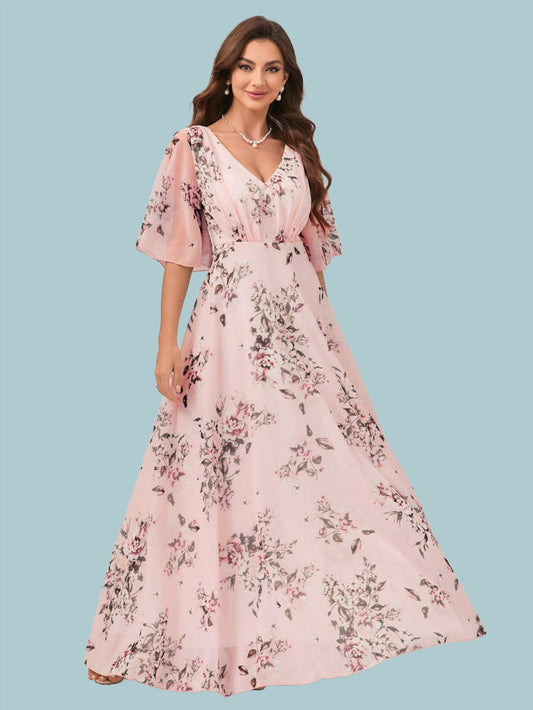 Floral A-Line Dress - Effortless Elegance, Free Shipping