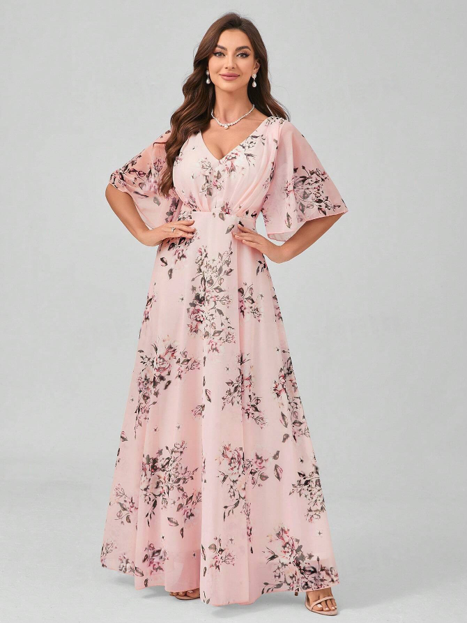 Floral A-Line Dress - Effortless Elegance, Free Shipping