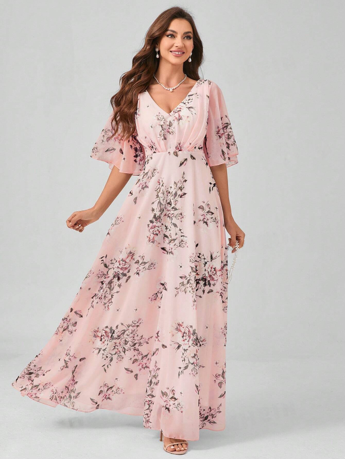 Floral A-Line Dress - Effortless Elegance, Free Shipping