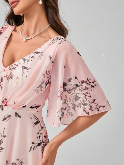 Floral A-Line Dress - Effortless Elegance, Free Shipping