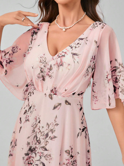 Floral A-Line Dress - Effortless Elegance, Free Shipping