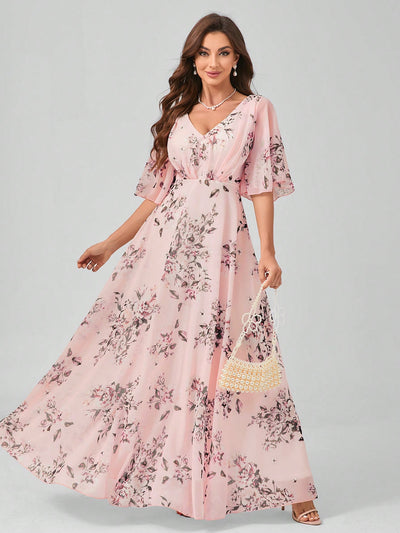 Floral A-Line Dress - Effortless Elegance, Free Shipping