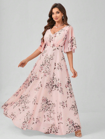 Floral A-Line Dress - Effortless Elegance, Free Shipping