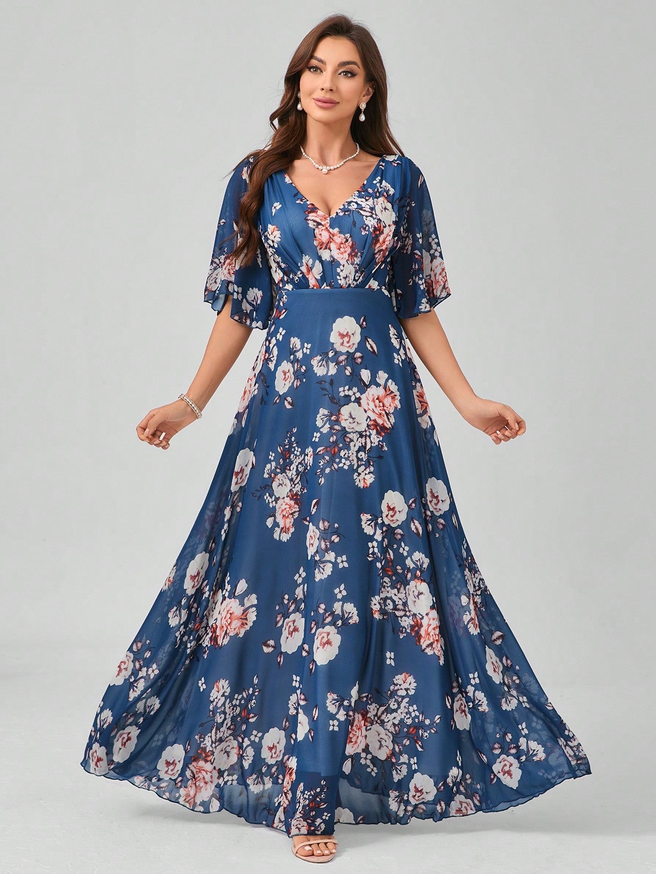 Floral A-Line Dress - Effortless Elegance, Free Shipping