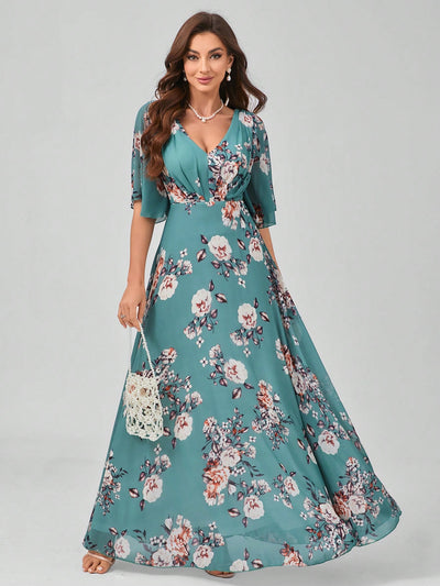 Floral A-Line Dress - Effortless Elegance, Free Shipping