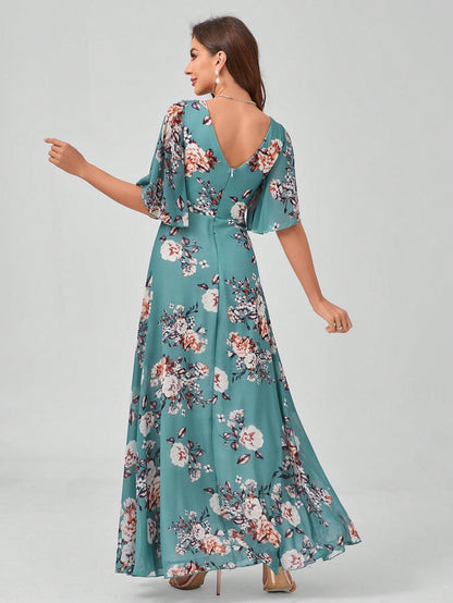 Floral A-Line Dress - Effortless Elegance, Free Shipping