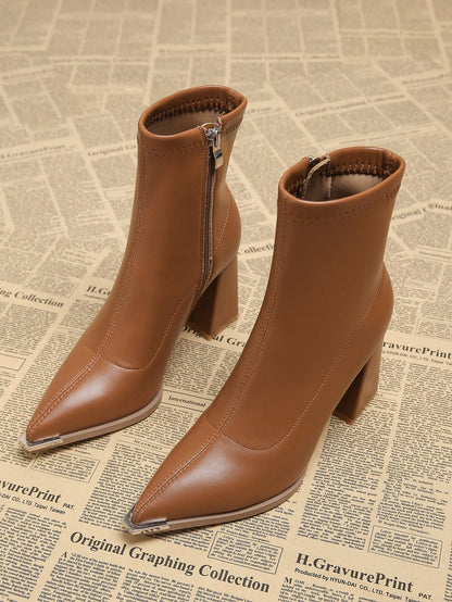 Chic Fashionable Women's Boots, Versatile Thick Heel Pointed Toe Ankle Boots-Free Shipping